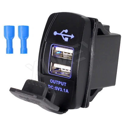 Auto Ladegerät Steckdose Dual USB Port 3.1A 12~24V Handy Adapter KFZ Mit Shalter - Bild 1 von 4