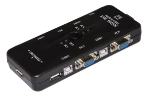 HANDLICHER KVM SWITCH FÜR 4 PC USB/VGA MIT KABEL INKL LINK (A/N LKKWM4) NEU - Bild 1 von 4