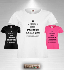 T-Shirt frasi divertenti felicità angolo vita cerchio elegante slim uomo donna - Bild 1 von 9