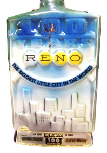 DE COLECCIÓN JIM BEAM RENO 100 AÑOS JARRA DE WHISKY VACÍA BARRA REGAL - Imagen 1 de 6
