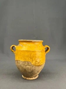 19th Century French Pottery Yellow Ochre Glaze 7” Confit Pot - Picture 1 of 15