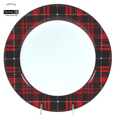 Target Home TRADITIONAL HOLIDAY - RED PLAID 9" Salad Plate Black Porcelain - Image 1 of 4