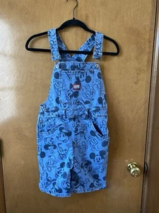 Disney Mickey Mouse And Friends Girls Overalls Blue Size 10-12 Denim Shorts - Picture 1 of 9