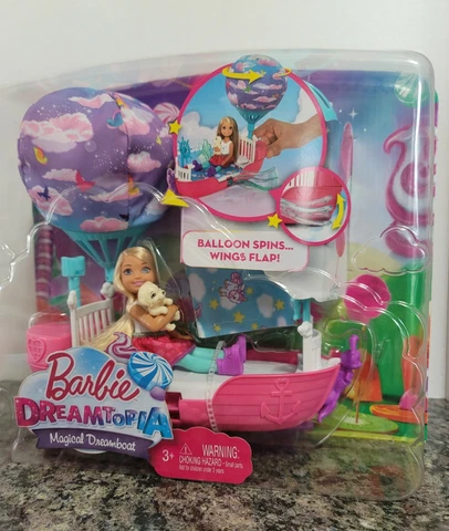 Barbie Chelsea Doll Dreamtopia Magical Dreamboat Balloon Spins NEW SEALED Cover