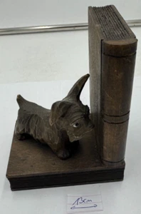 Buchständer Bücherstützen Holz Handarbeit vintage Scottie Hund Schnitzarbeit x - Bild 1 von 6