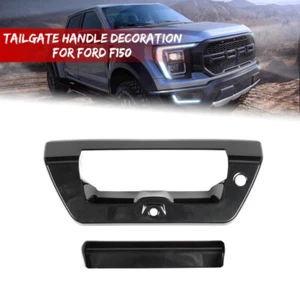 2pcs Tailgate Door Handle Cover Trim Decor Bezel for Ford F150 2015-2019 Black - Bild 1 von 7