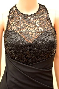 New Lipsy Black Sequin Top Thigh Split Maxi Dress Sz UK 10 - Picture 1 of 5