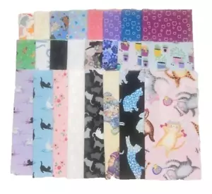 10" Pre-Cut Fabric Squares - CAT & DOG Prints - 40 Pieces - NO Duplicates - Picture 1 of 3