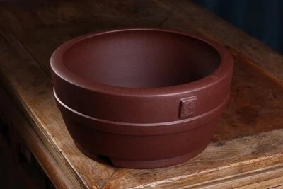 Large 10.8in Collection Chinese Antiqued Refine Handmade Round Flower Bonsai Pot - Image 1 of 4