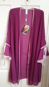 Coemi Size 10/12 Mulberry Pink Sheer Chiffon Robe Luxury Brand Kimono Nightwear - Picture 1 of 14