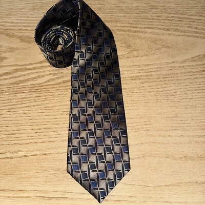 "Corbata Bruno PIATTELLI Platino Para Hombre 100% Seda 4"" Hecha en EE. UU. Diseñador Azul" Foto 1 de 4