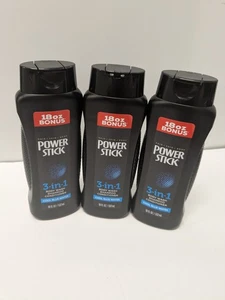 Power Stick 3-in-1 Body Wash Shampoo Conditioner Cool Blue Water 18oz  Pack of 3 - Picture 1 of 9