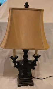 Tischlampe mit 3 Lichtern Vintage schwarz Harz Goldmuster 28" hoch - Bild 1 von 7