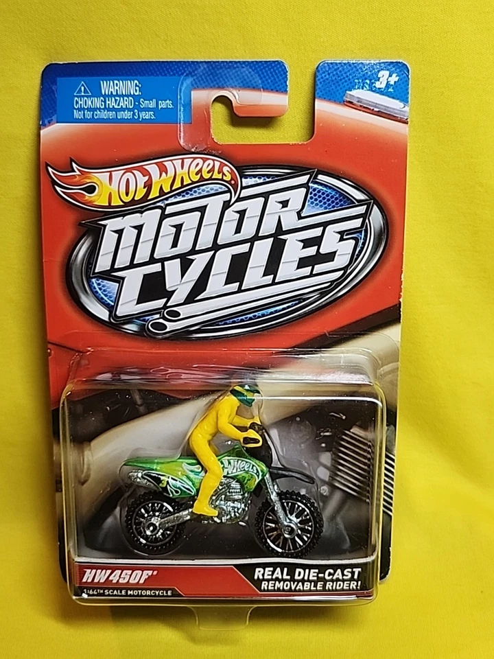 Hw450F Hot Wheels Motorcycles  YELLOW Removable Rider Diecast NOS 🔥01 - Image 1 of 4