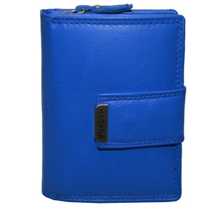 flevado Echt Leder Damengeldbörse Brieftasche Riegelverschluss Doppelnaht blau - Picture 1 of 8