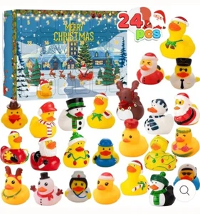 Rubber Ducks Advent Calendar 24 Pc Christmas Ducky Countdown Toys Yellow New NIP - Picture 1 of 10