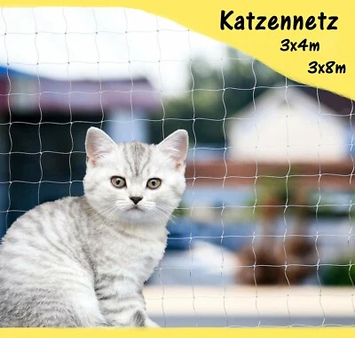 Katzenschutznetz Katzennetz Balkonschutznetz Balkonnetz 3x4m 3x8m Schutznetz DE - Bild 1 von 4