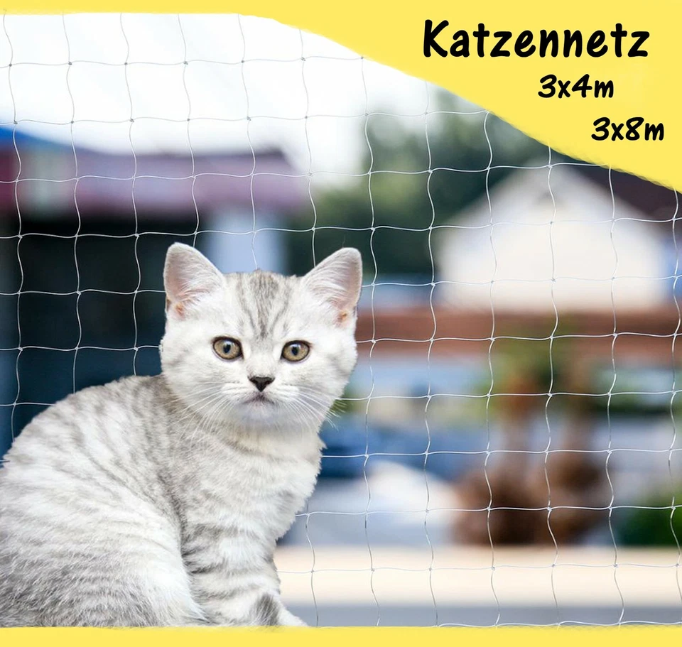 3x4m 3x8m Katzennetz Balkonschutznetz Katzenschutznetz Balkonschutz OHNE Bohren  - Bild 1 von 4