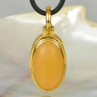 18K Gold Vermeil Sterling Silber Anhänger Gelb Kalzit & Blauer Saphir 11.39 G - Bild 1 von 4