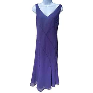 Evan Picone Formal Sleeveless Purple Chiffon Beaded Detail Long Dress Size 6 - Picture 1 of 4