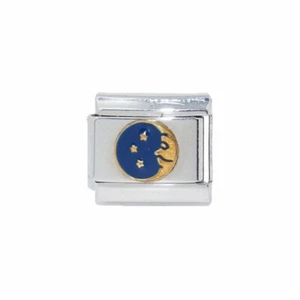 Luna y Estrellas Esmalte Italiano Dije - Se adapta a 9mm Clásico Italiano Dije Pulseras - Imagen 1 de 1