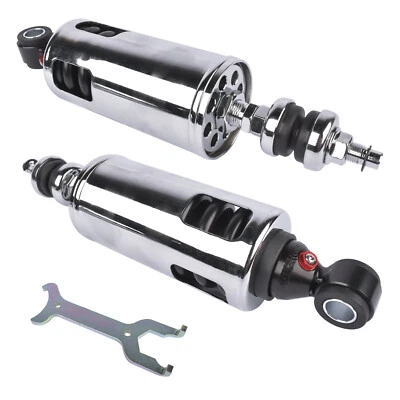 2x Rear Suspension Shocks Adjustable Chrome for Harley Softail Fatboy 2000-2017 - Image 1 of 4