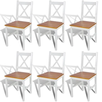 NNEVL Dining Chairs 6 pcs White Pinewood - Image 1 of 4