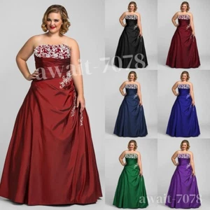 Vintage Wedding Dresses Satin Plus Size Silver Applique Floor Length Bridal Gown - Picture 1 of 23