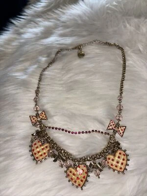 Betsey Johnson Vintage Polka Dot Pink Heart Necklace  - Image 1 of 3