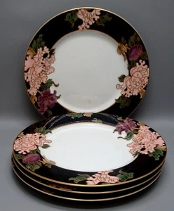 Fitz Floyd CLOISONNE PEONY SCHWARZ Salatteller 4er Set weitere Artikel hier - Bild 1 von 3