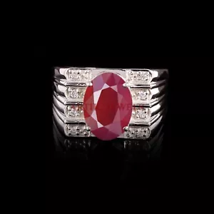Heizbar Rubin Edelstein Mit 925 Sterlingsilber Ring für Herren #5112 - Bild 1 von 4