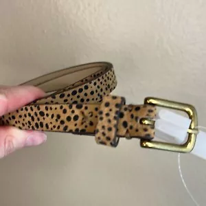 NUEVO CON ETIQUETAS Gap Cinturón Cuero Estampado Guepardo Animal Print Oro Herrajes Talla Pequeña - Imagen 1 de 10