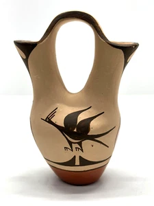 VASO MATRIMONIO ceramica vintage nativi americani Zia Pueblo vaso brocca vaso alto 6" - Foto 1 di 6