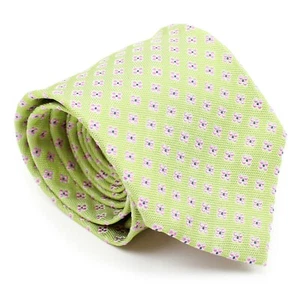 Cravatta collo Luciano Barbera verde pallido/rosa/viola floreale testurizzata seta Italia - Foto 1 di 5