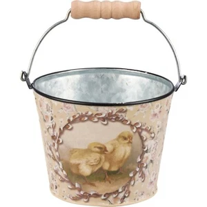 Primitives by Kathy Retro Easter Bucket Baby Chick Spring Home Decor Tin Chicken - Picture 1 of 2