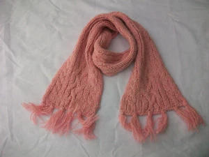 Gymboree Girls Long Scarf Winter Warm Pink Cable Knit Wool VTG 1998 Fringes - Picture 1 of 4