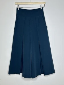 Milly Cady Wide Leg Culotte Pants Pleated Stretch Size 0 Dark Teal - Picture 1 of 8