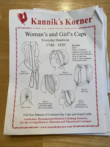 Kannik's Korner Pattern, 18th c. Colonial "Girls' Bonnets 1790-1820", cut, Used - Picture 1 of 13