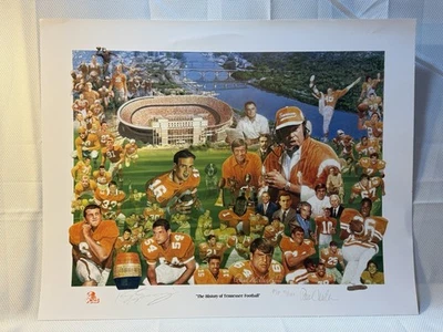 Litografía de fútbol americano firmada por Peyton Manning Paul Miller Historia de Tennessee/100 Foto 1 de 4