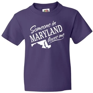 Inktastic Someone In Maryland Loves Me Youth T-Shirt Home Family Grandparents - Picture 1 of 6