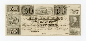 1800's 50c The Erie and Kalamazoo Rail Road Co. - Toledo, OHIO Note UNC - Picture 1 of 2