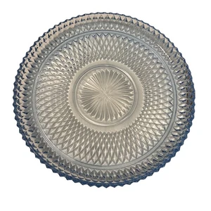 Vintage Ice Blue Indiana Glass Diamond Point Torte Cake Serving Platter 12" - Picture 1 of 3