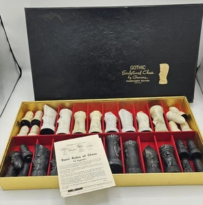 Vintage 1957 Peter Ganine Skulptur Gothic Schachspiel Turnier mit Box Papier - Bild 1 von 20