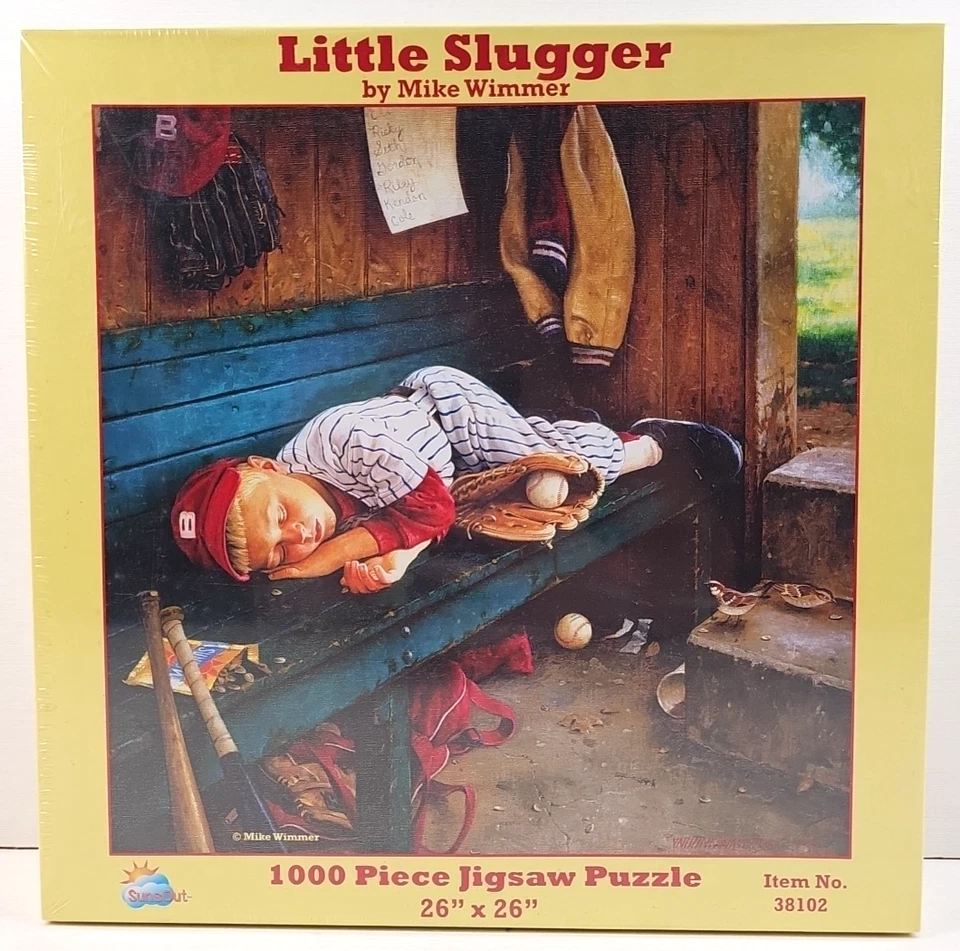 SunsOut Little Slugger 1000 件拼图棒球运动家庭乐趣礼物新品 — 第 1/4 张图片