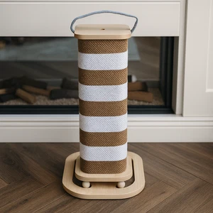 Cardboard Cat Scratch Post Tower – Modern Cat Scratcher with Toy - Picture 1 of 13