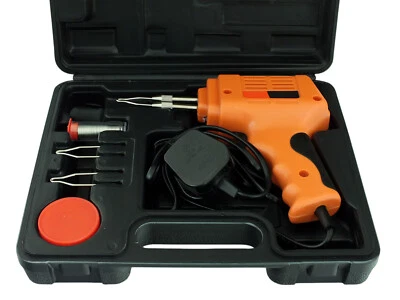 POWERTIME ONLINE Electric Soldering Gun Iron Kit LED Light 3 x Tips Solder Wire Flux & Case 175W