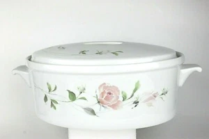 Sango 3 Quart Oval Covered Casserole #1051 Fine China Sculpture Rose Pattern New - Picture 1 of 10