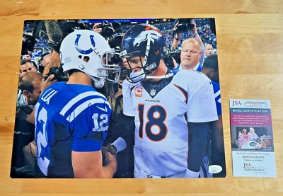 ANDREW LUCK SIGNED INDIANAPOLIS COLTS W/ PEYTON 11X14 PHOTO AUTOGRAPH JSA COA - Image 1 of 2