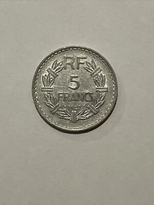 Moneda Francia 5 Francos 1947 Aluminio Francés KM#888 Segunda Guerra Mundial Era Foto 1 de 2