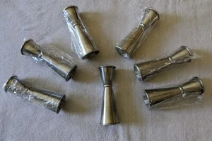 Lot Of 7 Stainless Measuring JIGGER 1 oz X 2 oz Bartender Cocktail Bar Shot - Picture 1 of 7